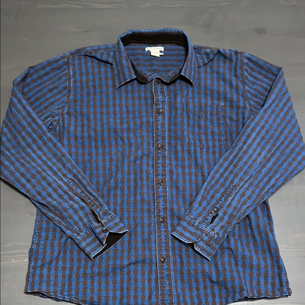 Blue and Brown Checkered Men's Shirt